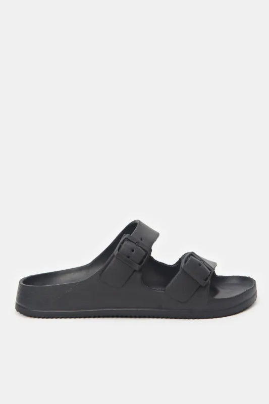 Men Black Molded Slide With Buckle sold by Redtag