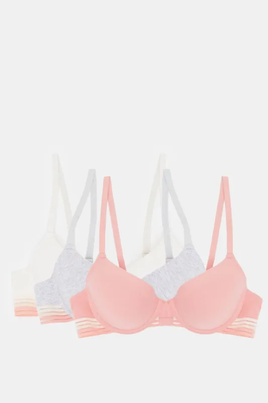 Women Assorted Plain T-Shirt Bra Set (Pack of 3) sold by Redtag