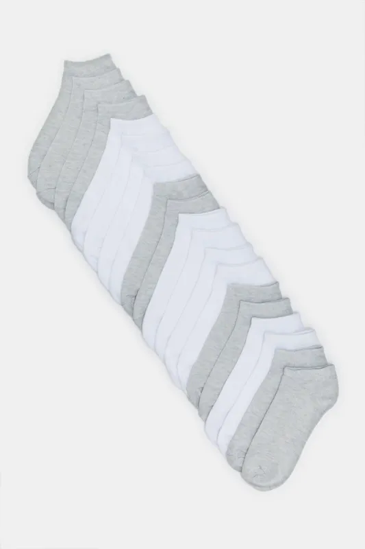 Women White And Grey Ankle Socks (Pack Of 10) sold by Redtag