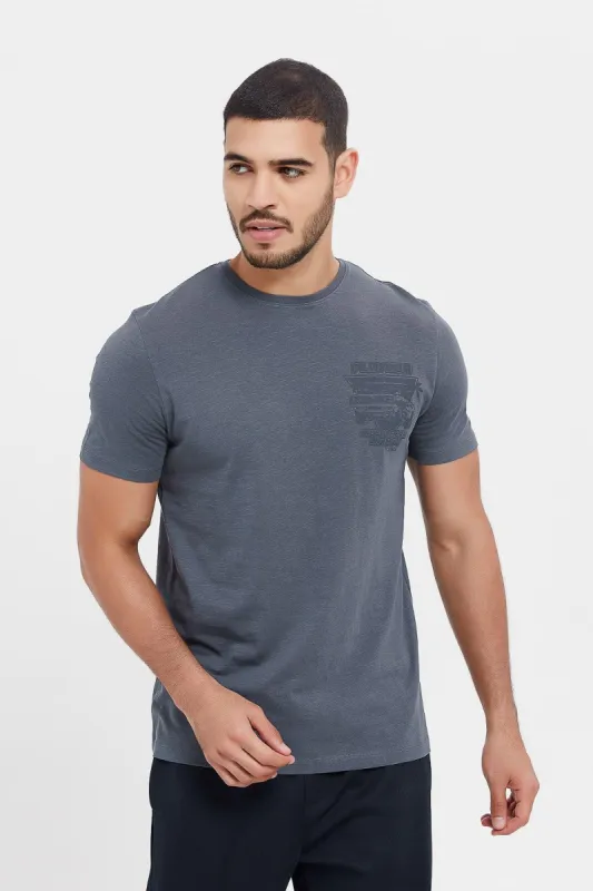 Men Charcoal Graphic T-Shirt sold by Redtag