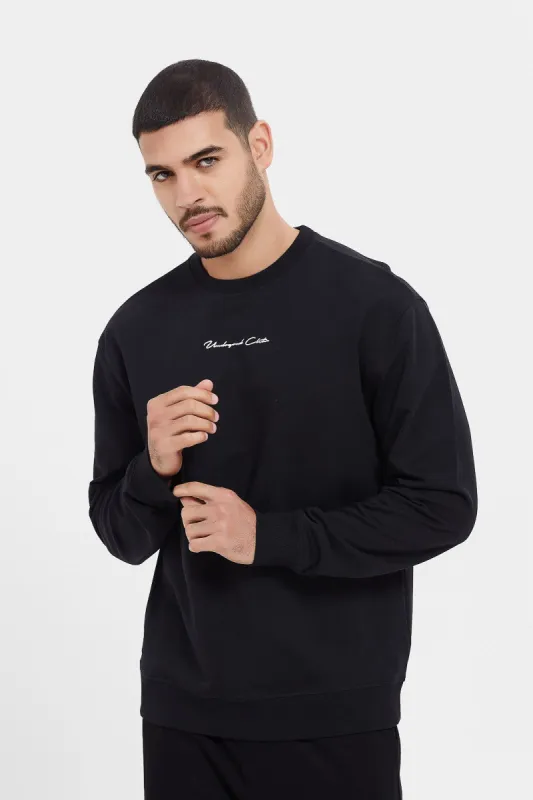 Men Black Embroidered Sweatshirt sold by Redtag