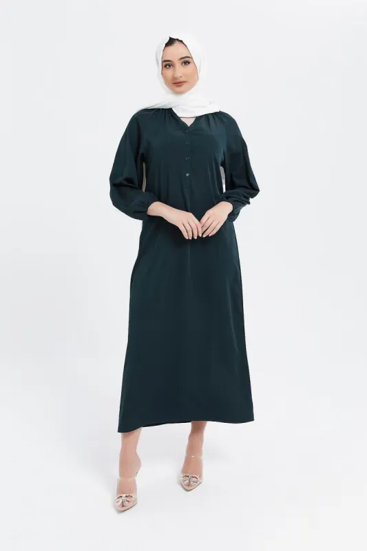 Women Teal Front Button Dress sold by Redtag