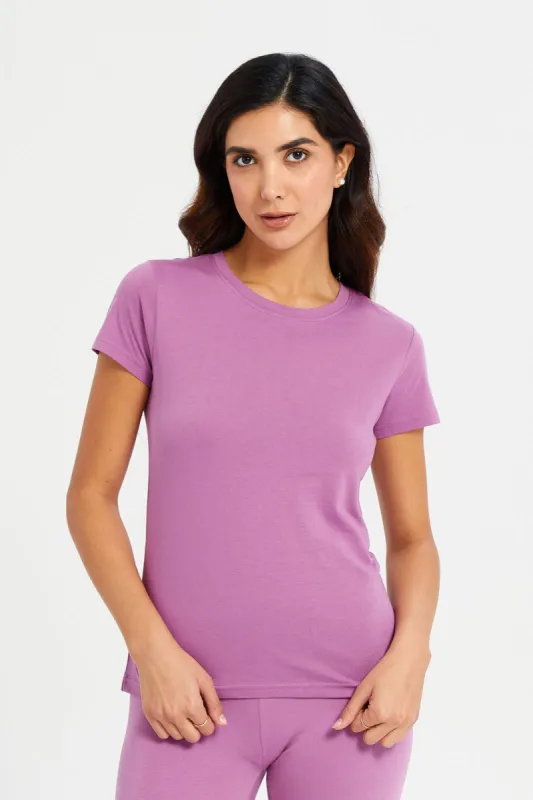 Women Mauve Basic T-Shirt sold by Redtag