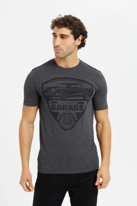 Men Charcoal Graphic T-Shirt sold by Redtag