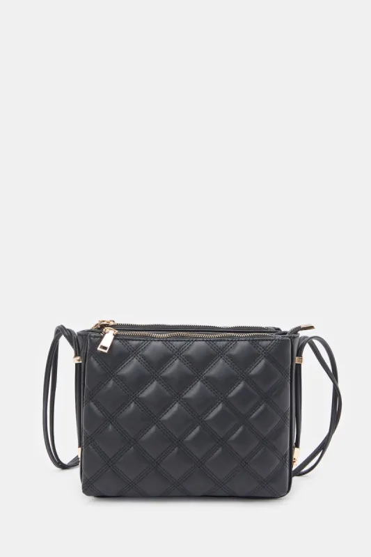 Women Black Quilted Cross Body Bag sold by Redtag