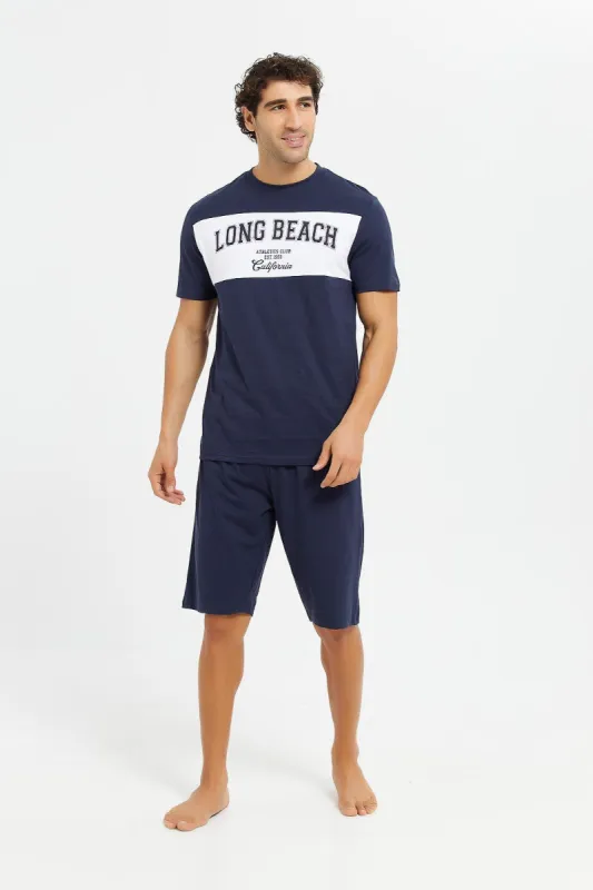 Men Navy Shorts Pyjama Set (2 Piece) sold by Redtag