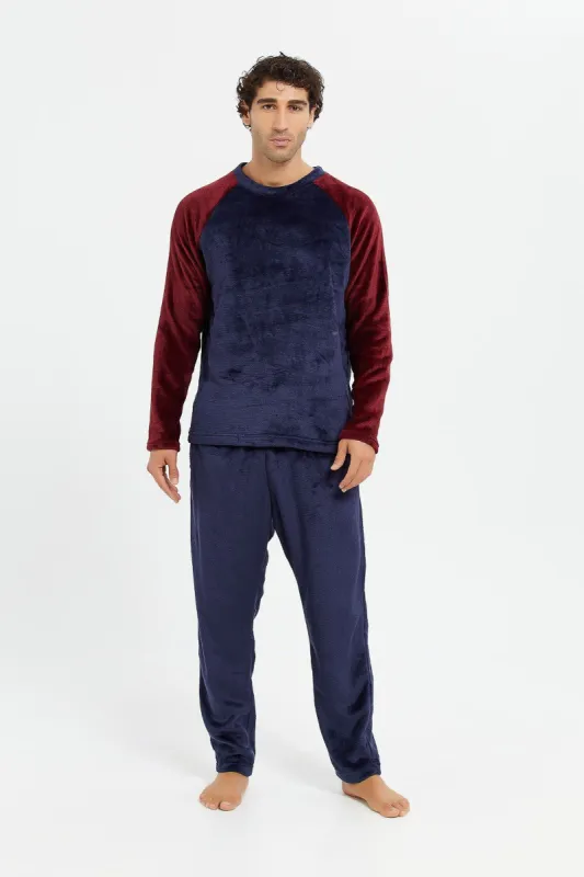 Men Burgandy Soft Fleece Night Suit (2 Piece) sold by Redtag