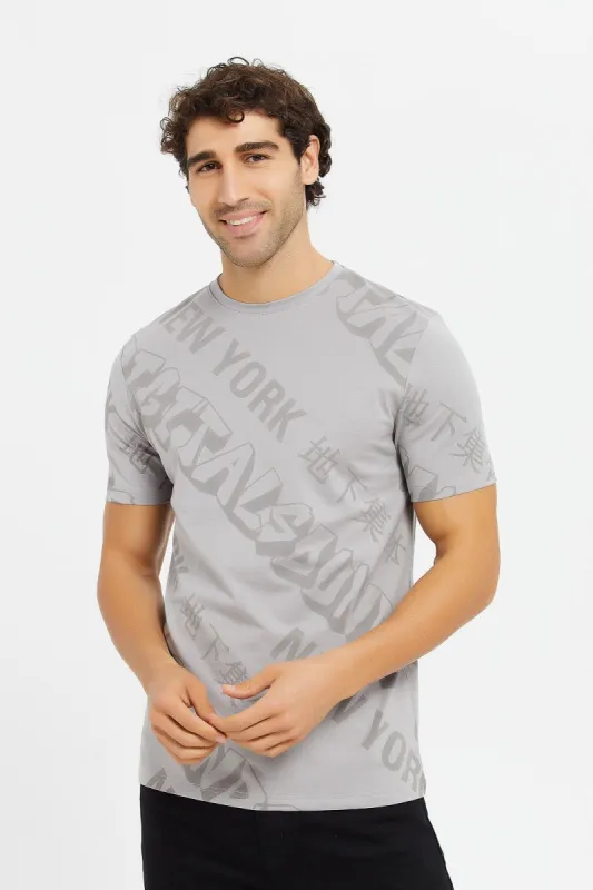 Men Grey Print T-Shirt sold by Redtag