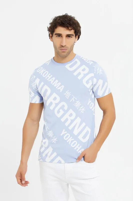 Men Blue Print T-Shirt sold by Redtag