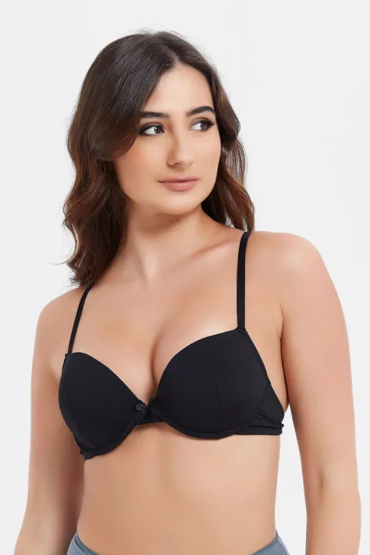 Women Black Double Push-Up Bra sold by Redtag