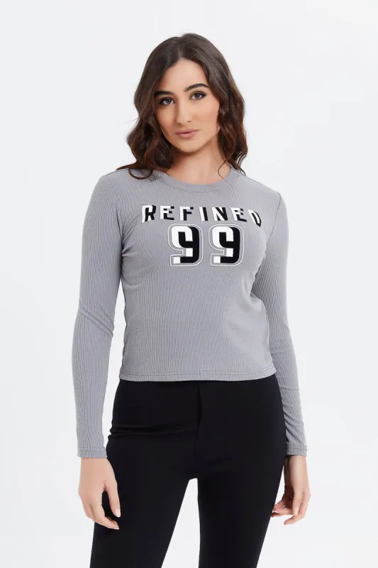 Women Grey Printed T-Shirt sold by Redtag