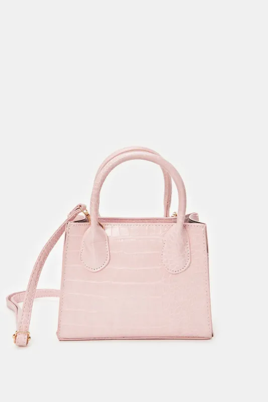 Women Pink Embossed Messenger Bag sold by Redtag