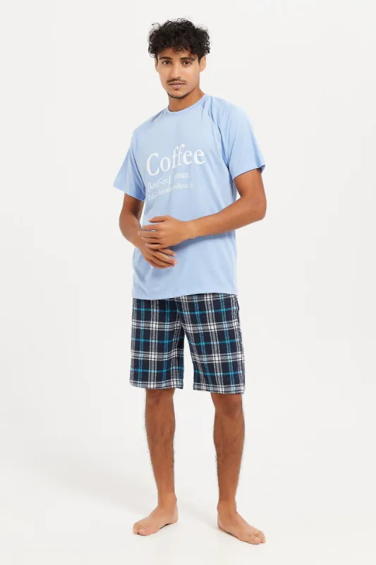 Men Blue Checked Nightwear Set (2 Piece) sold by Redtag