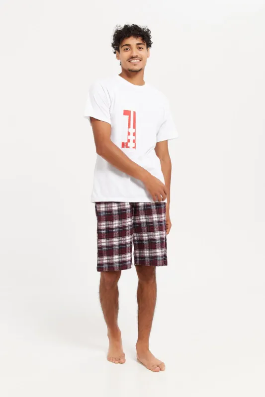 Men White Checked Nightwear Set (2 Piece) sold by Redtag