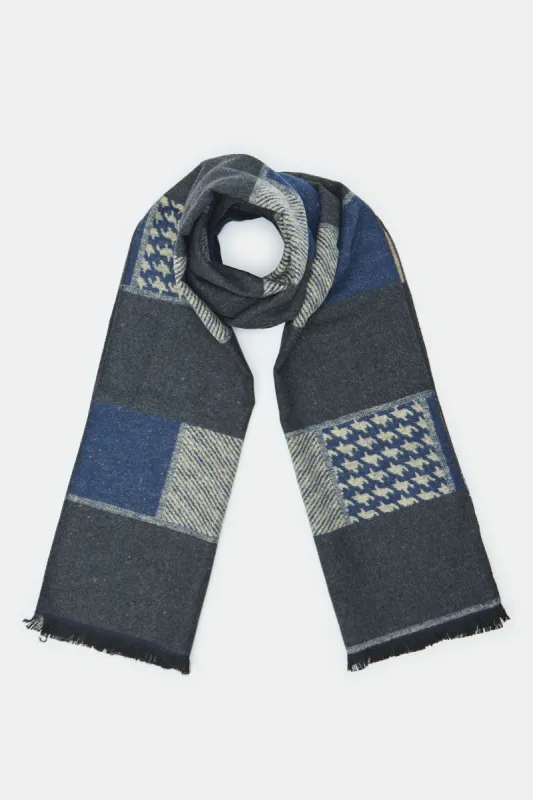 Men Grey And Navy Weighted Scarf sold by Redtag