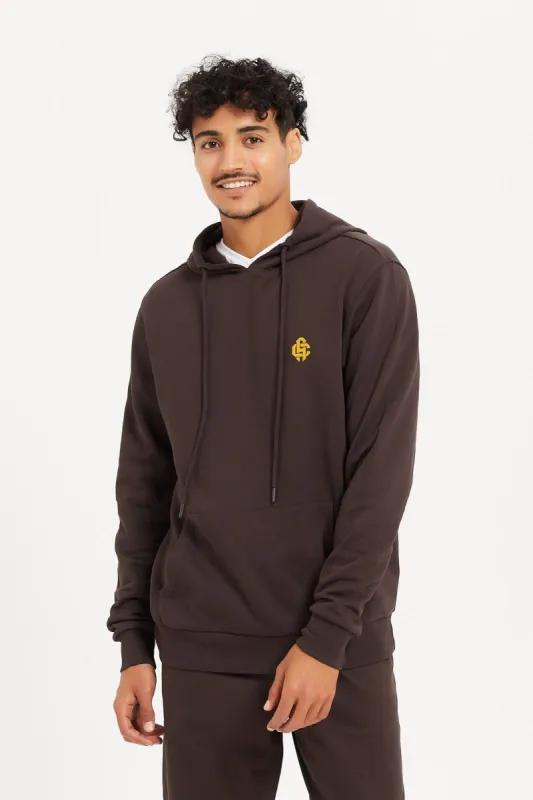 Men Brown Basic Hoodie sold by Redtag