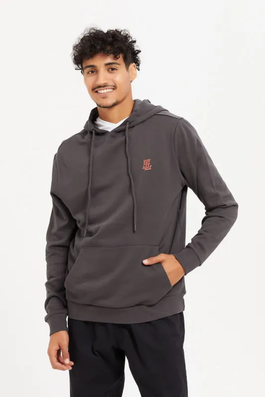 Men Charcoal Basic Hoodie sold by Redtag