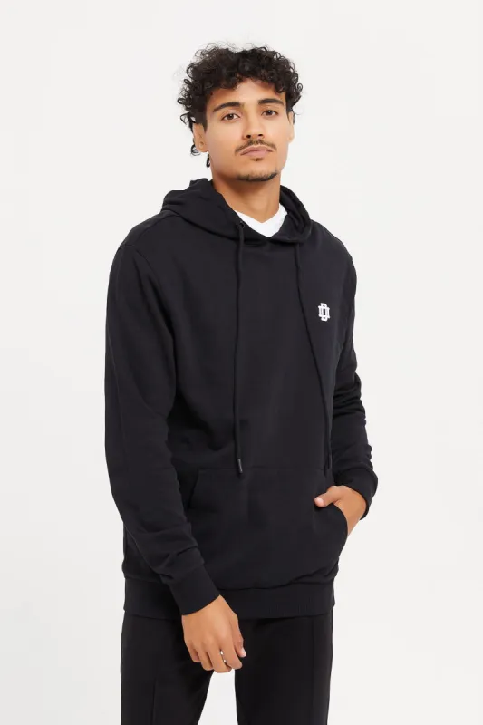 Men Black Basic Hoodie sold by Redtag