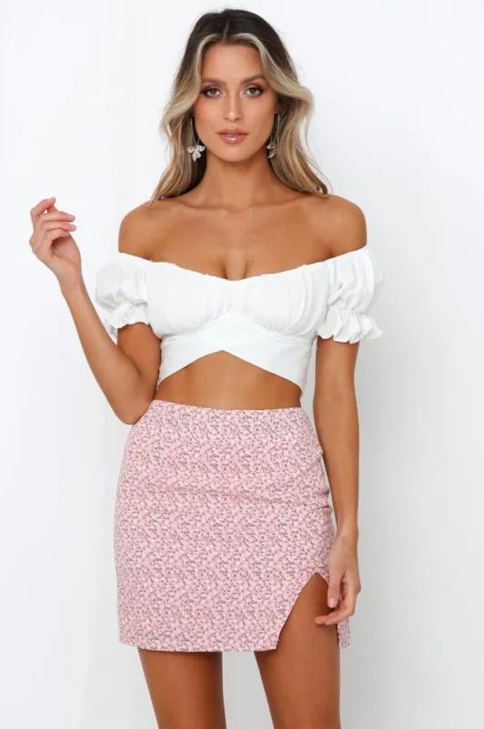 Elegant Off Shoulder White Tie-Up Ruffle Crop Top sold by Edite Mode