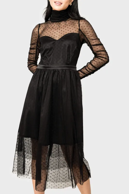 Shirred Sleeve Swiss Dot Sweetheart Dress sold by Gibsonlook