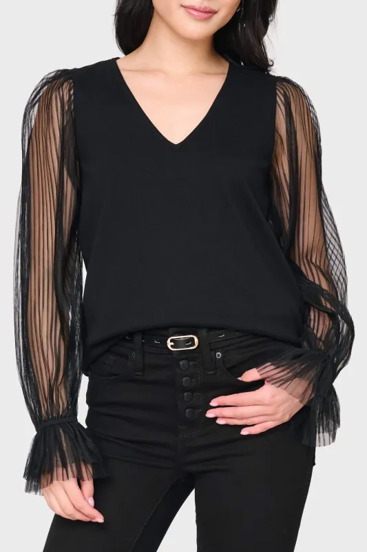 Pleated Organza Sleeve Blouse sold by Gibsonlook