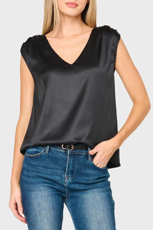 Reverly Cinched Detail Satin Top sold by Gibsonlook