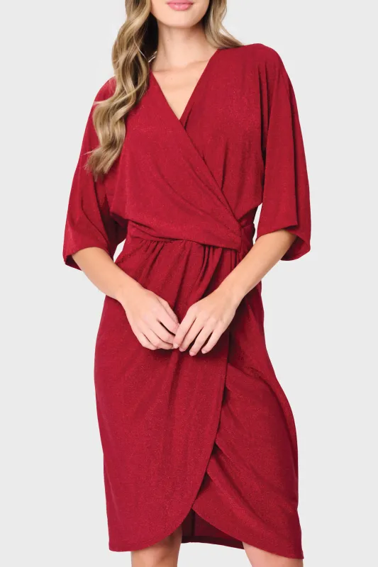 Surplice Wrap Dress in Shimmer Knit sold by Gibsonlook