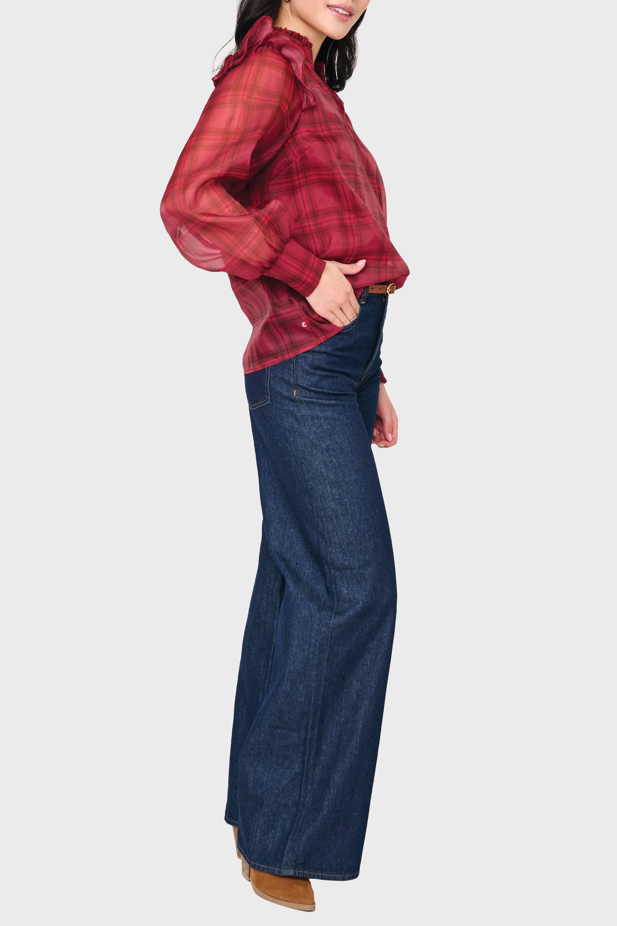 Festive Plaid Organza Blouse sold by Gibsonlook product image thumbnail 2