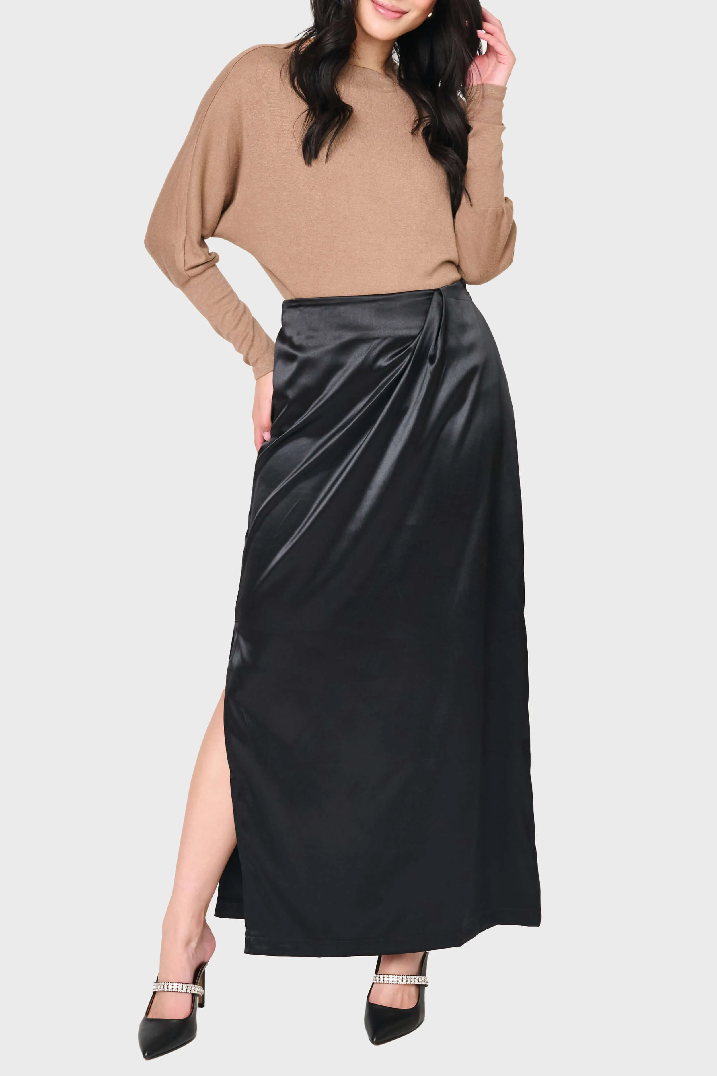 Satin Maxi Skirt With Pleat Details sold by Gibsonlook product image thumbnail 2