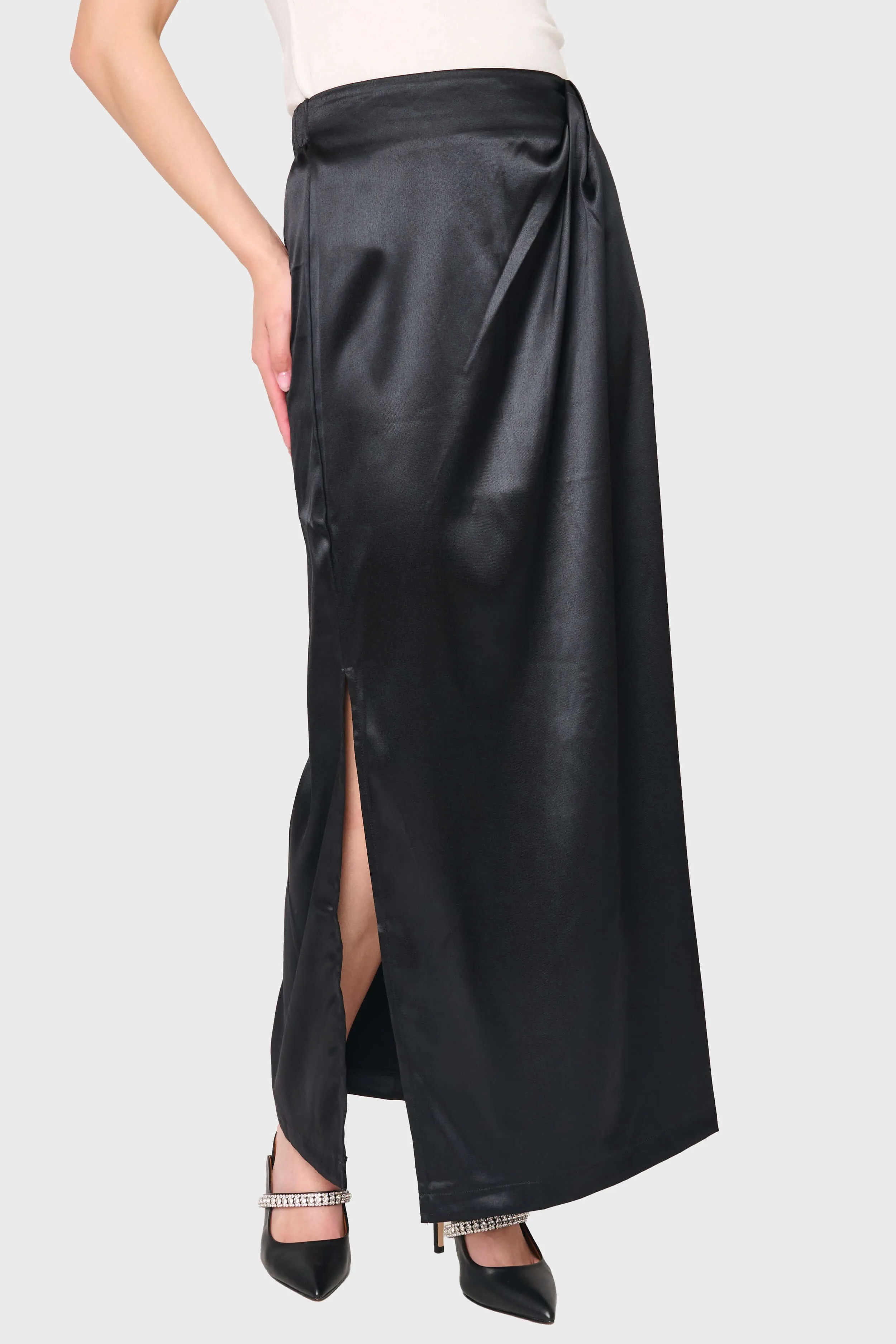 Satin Maxi Skirt With Pleat Details sold by Gibsonlook product image thumbnail 3