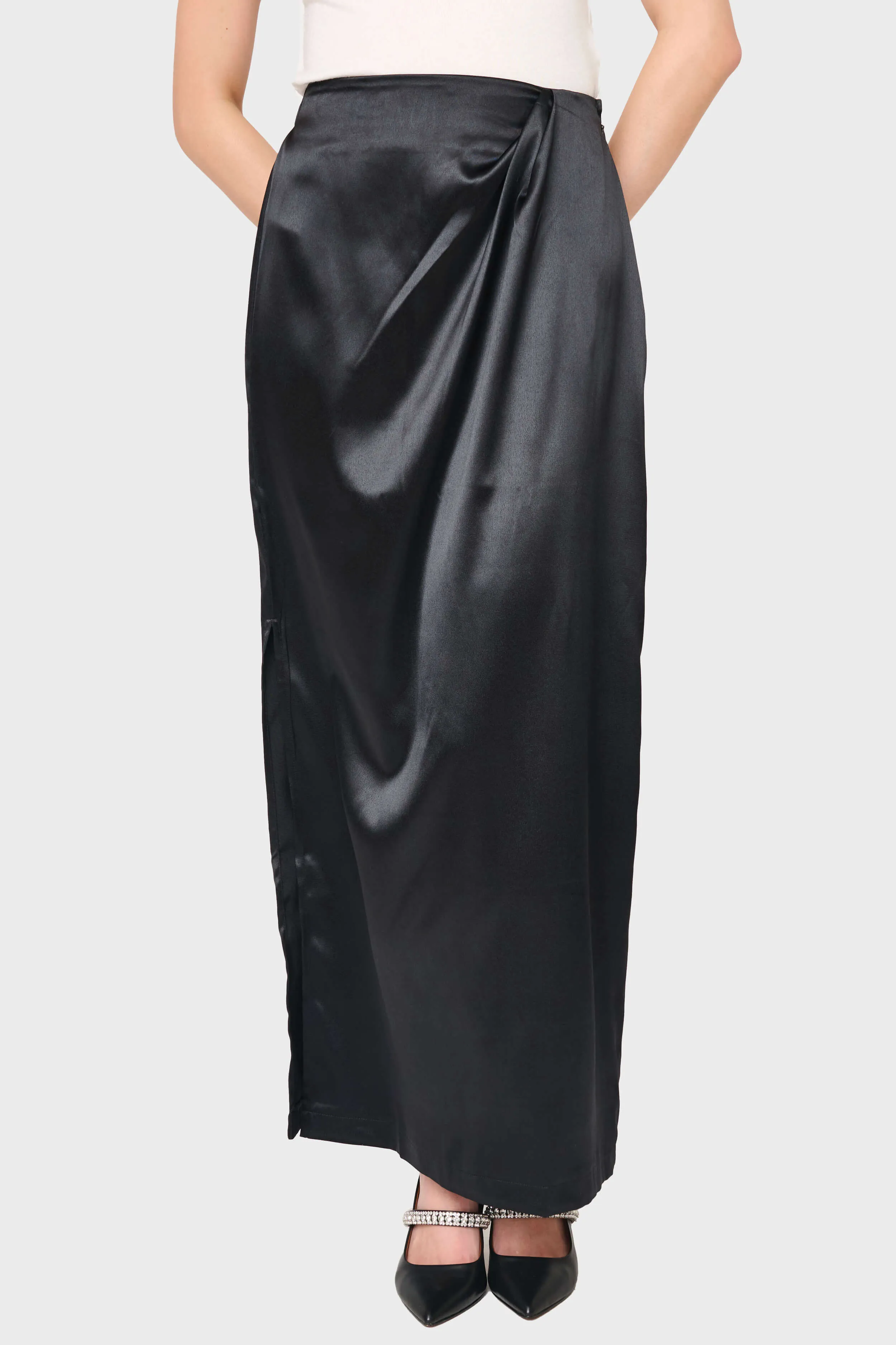 Satin Maxi Skirt With Pleat Details sold by Gibsonlook