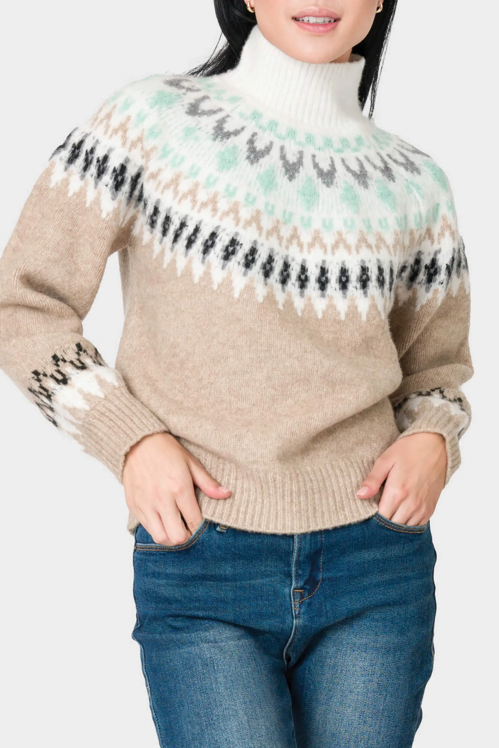 Mock Neck Fair Isle Sweater sold by Gibsonlook
