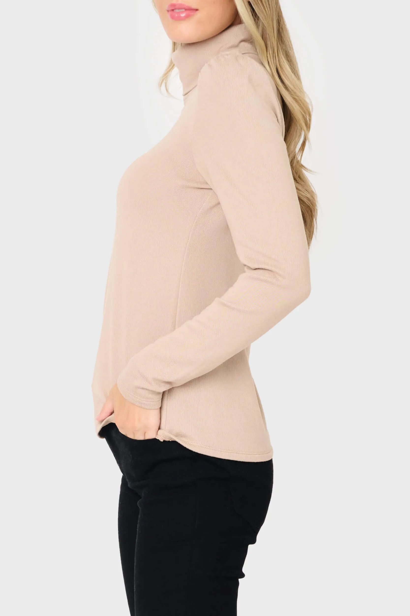 Essential Turtleneck Soft Sweater Knit Top With Puff Sleeve sold by Gibsonlook product image thumbnail 2