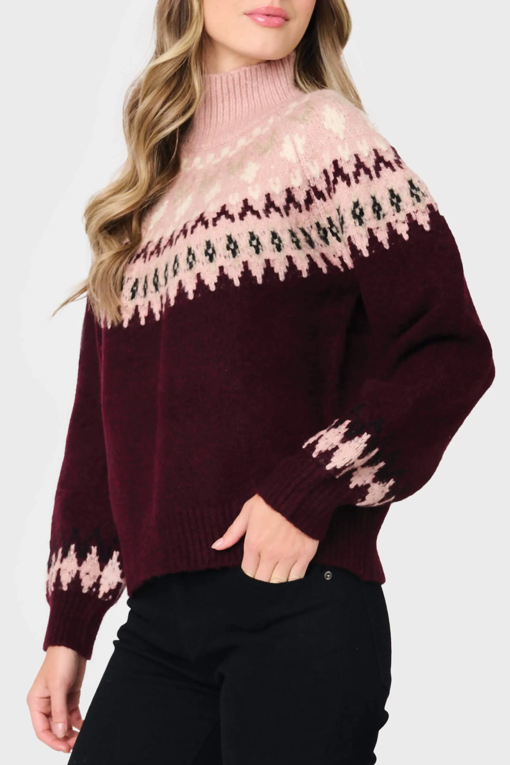 Mock Neck Fair Isle Sweater sold by Gibsonlook product image thumbnail 2