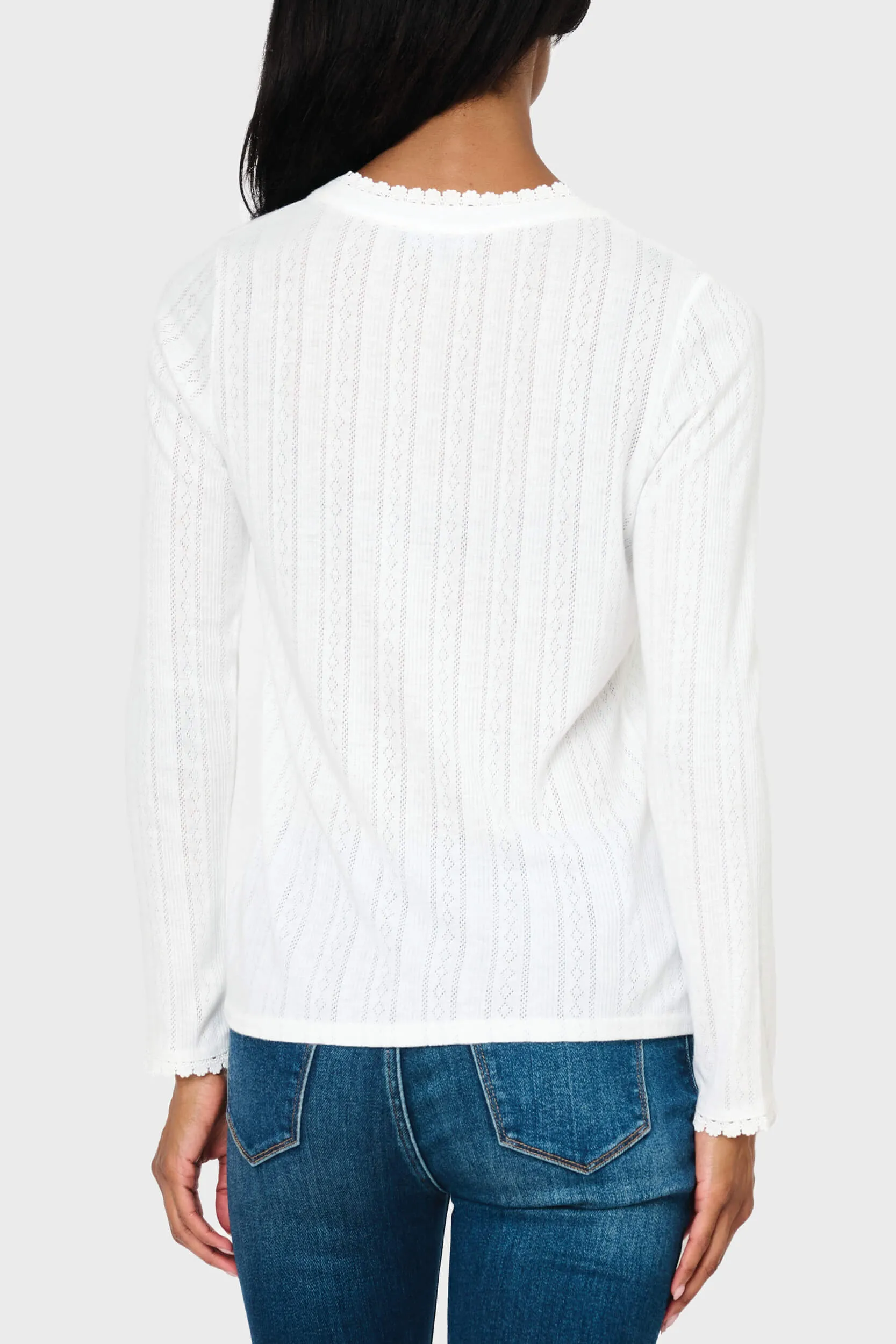 Ava Crochet Trim Pointelle Henley Top sold by Gibsonlook product image thumbnail 3