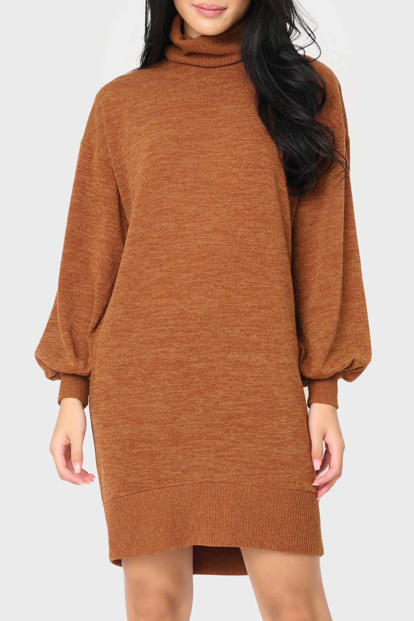 Blouson Sleeve Turtleneck Sweater Dress sold by Gibsonlook