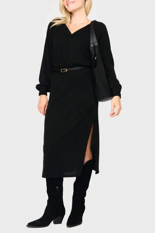 Long Sleeve V-Neck Midi Sweater Dress sold by Gibsonlook