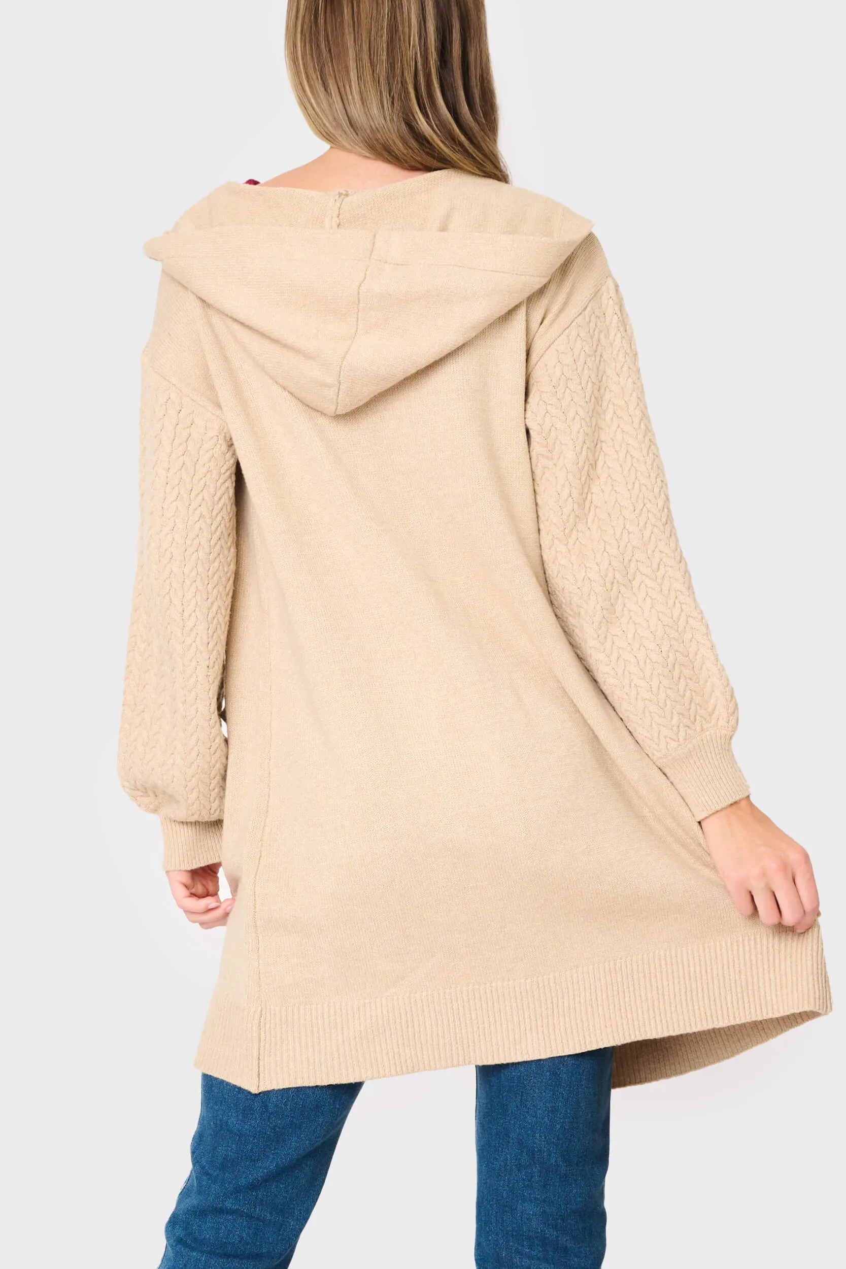 Fishtail Cable Knit Open Hoody Sweater sold by Gibsonlook product image thumbnail 3