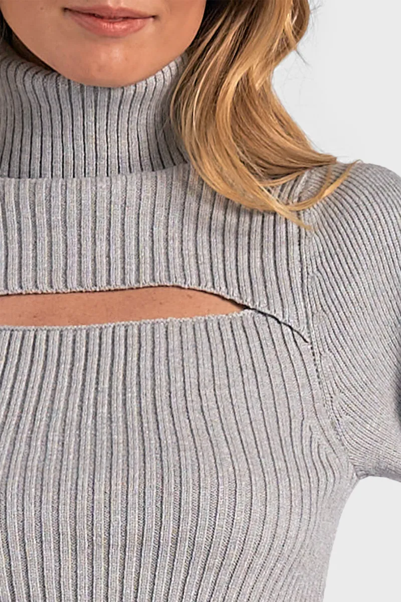 Elan Turtleneck Cut Out Ribbed Sweater sold by Gibson product image thumbnail 2
