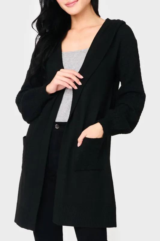 Fishtail Cable Knit Open Hoody Sweater sold by Gibsonlook