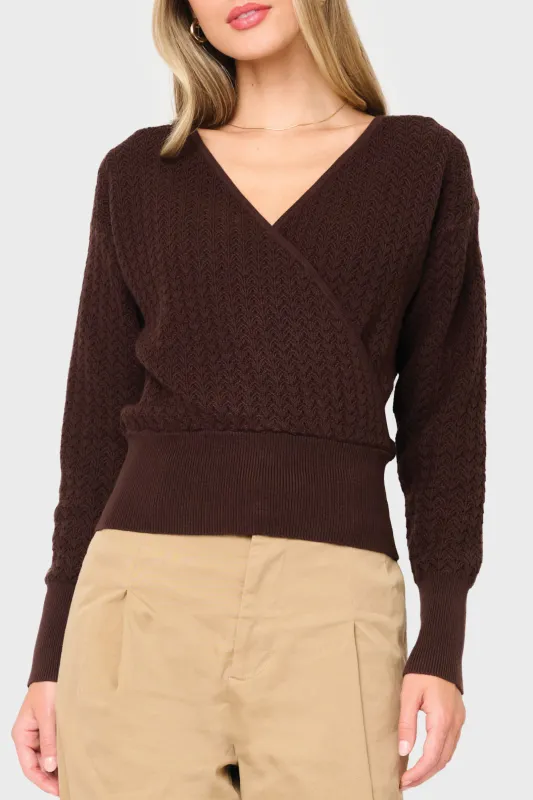 Pointelle Surplice Sweater made by Gibsonlook