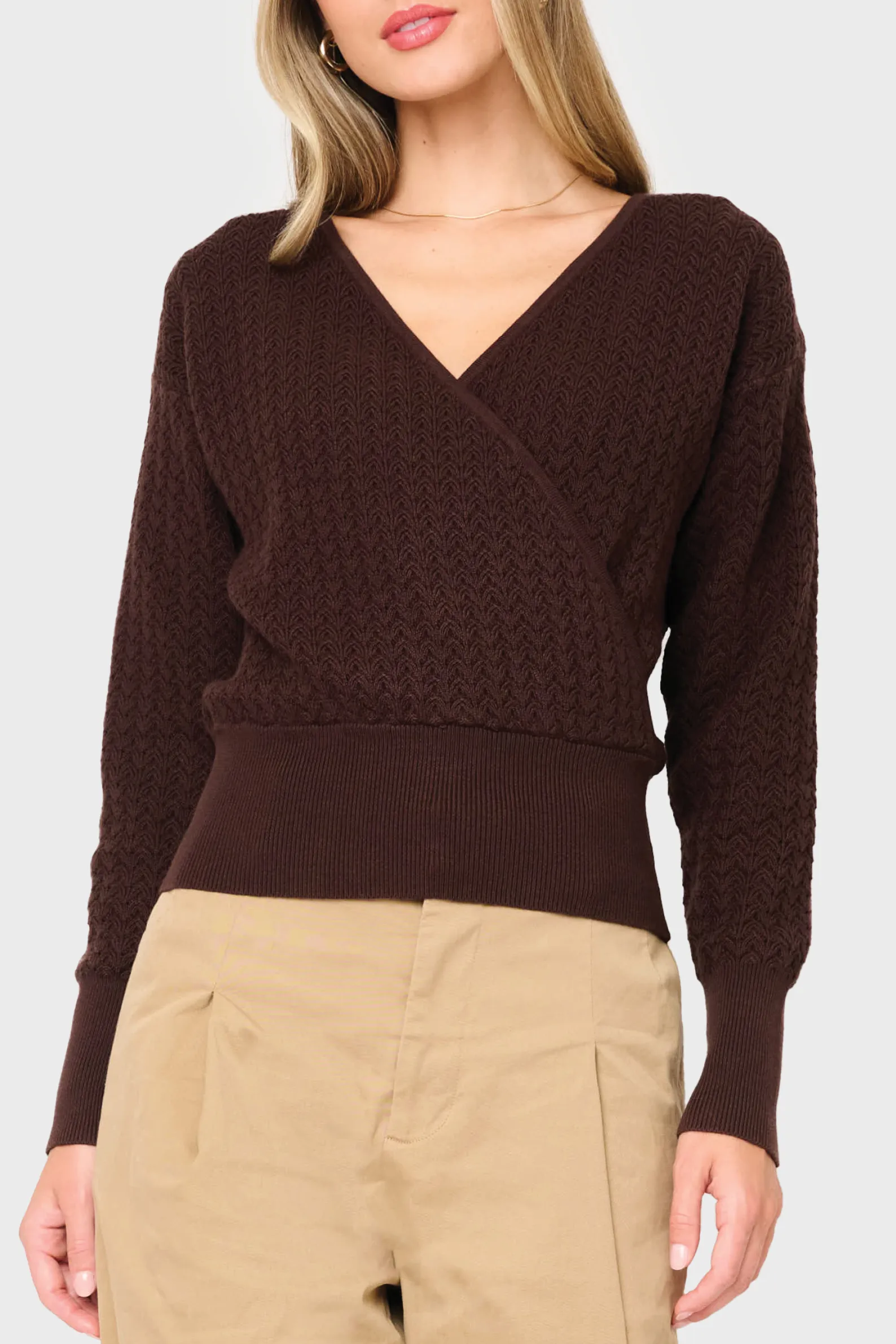 Pointelle Surplice Sweater sold by Gibsonlook