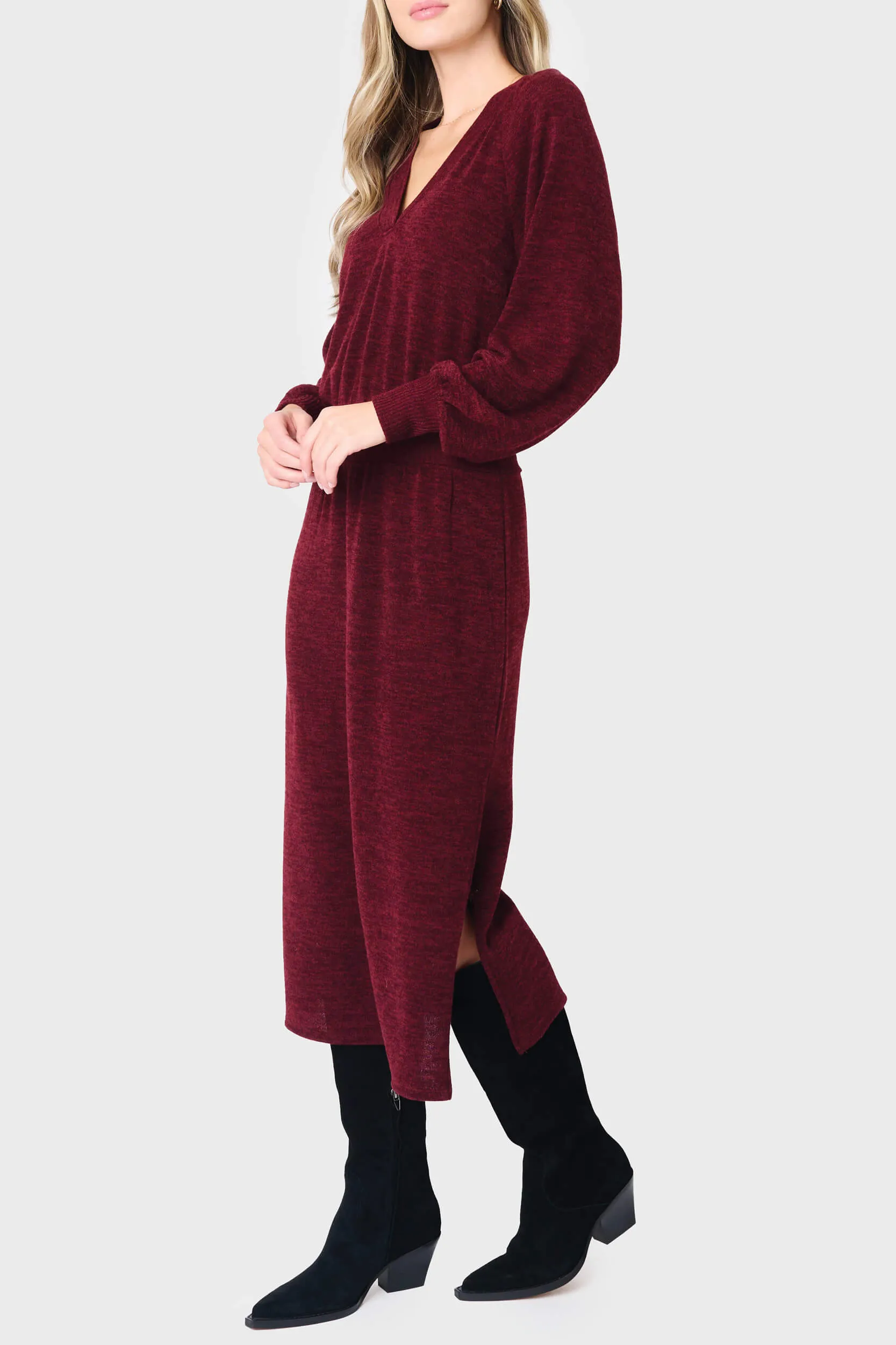 Long Sleeve V-Neck Midi Sweater Dress sold by Gibsonlook product image thumbnail 2