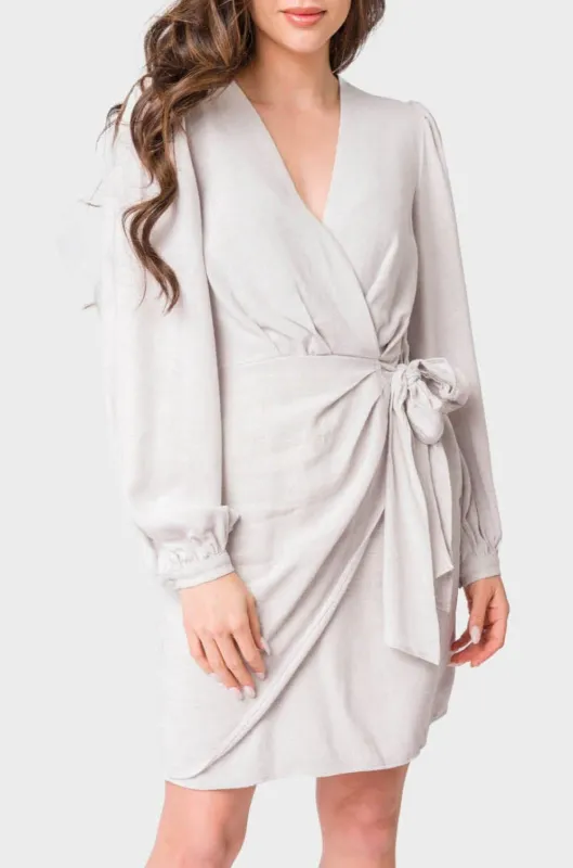 Blouson Sleeve Wrap Linen Dress sold by Gibsonlook