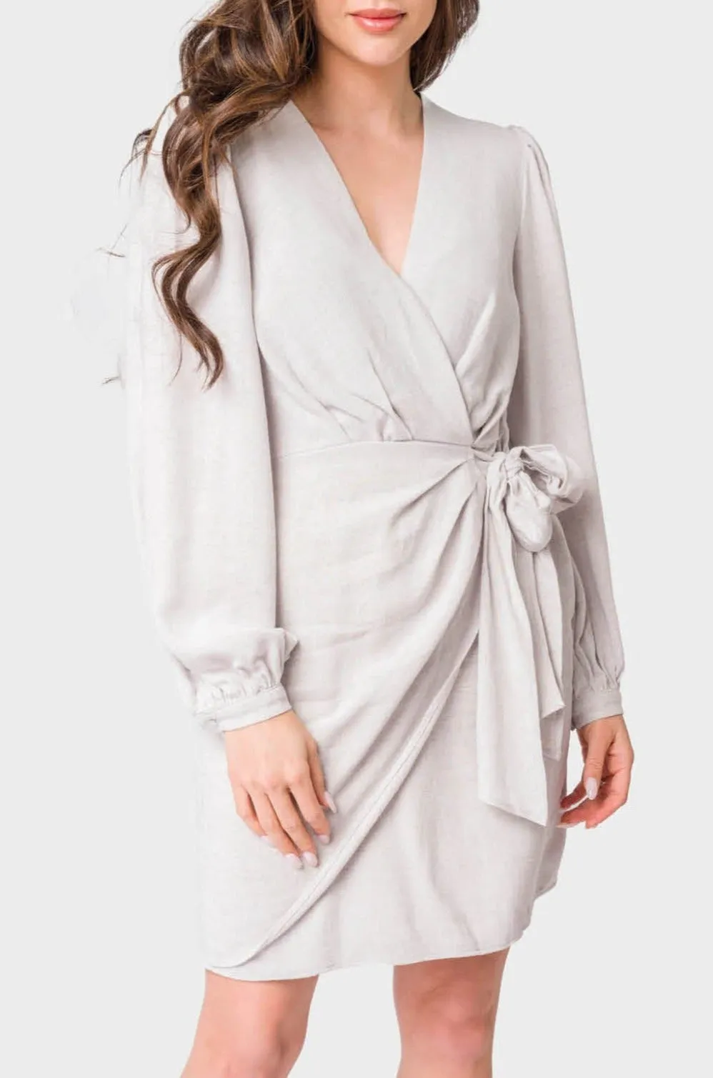 Blouson Sleeve Wrap Linen Dress sold by Gibsonlook