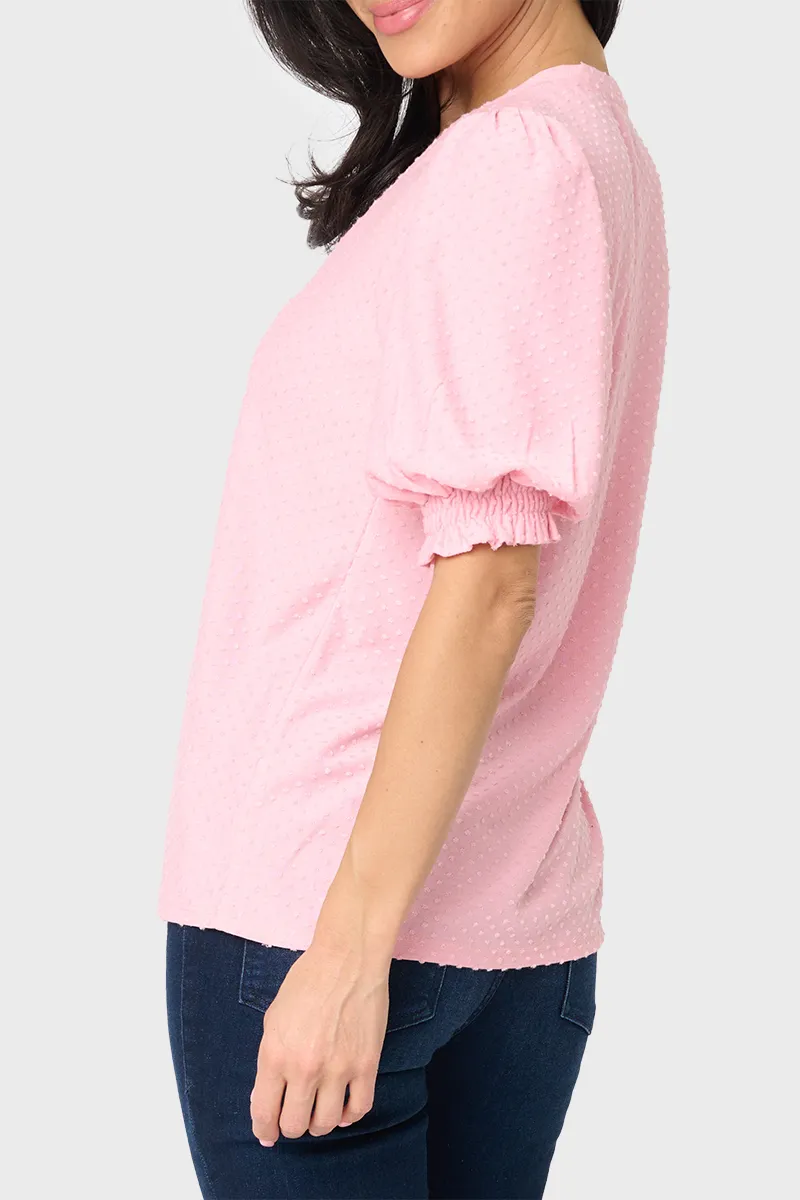 Clip Dot Elbow Puff Sleeve V-Neck sold by Gibsonlook product image thumbnail 2