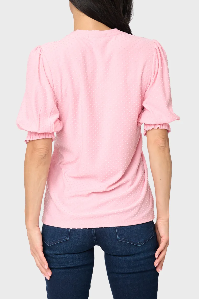 Clip Dot Elbow Puff Sleeve V-Neck sold by Gibsonlook product image thumbnail 3