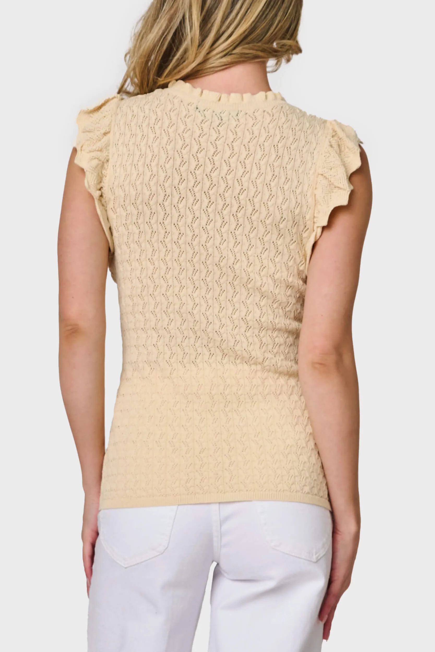 Pointelle Sweater Tank With Flutter Sleeve sold by Gibsonlook product image thumbnail 4