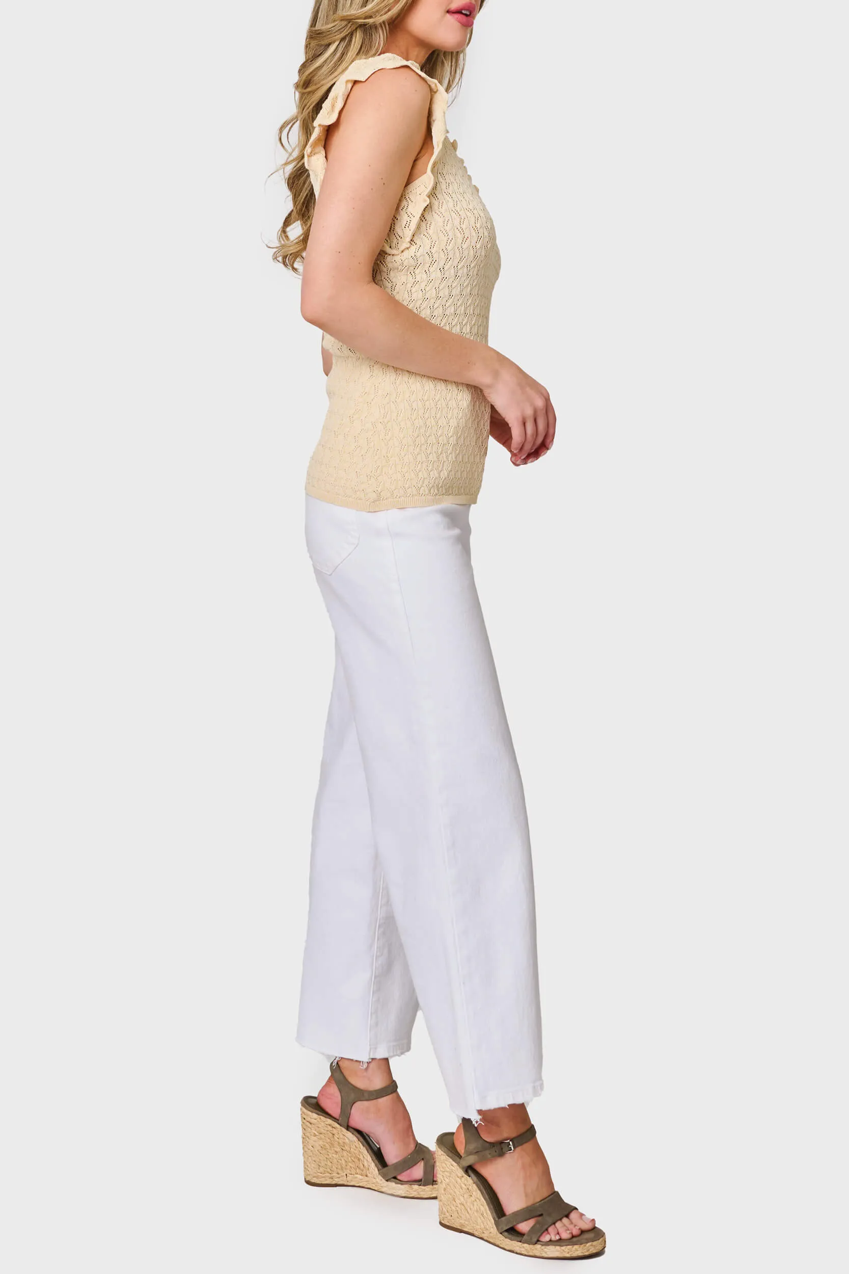 Pointelle Sweater Tank With Flutter Sleeve sold by Gibsonlook product image thumbnail 3