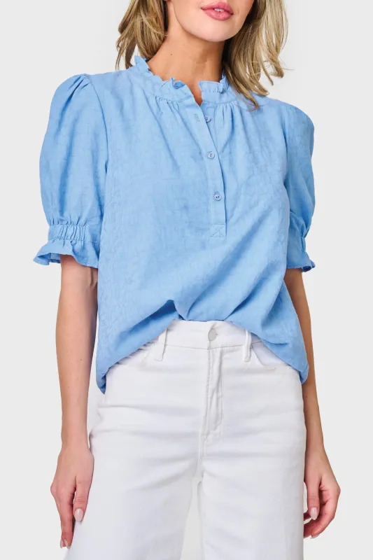 Dianthus Henley Puff Sleeve Blouse sold by Gibsonlook